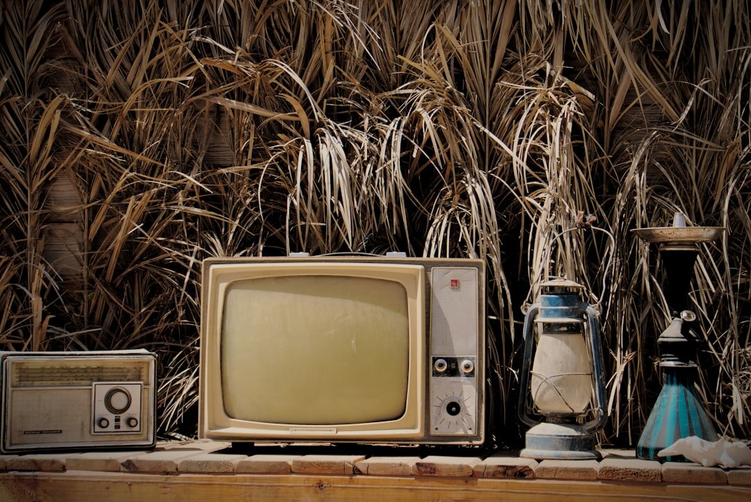 Retro television studio with vintage broadcast equipment
